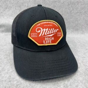 Miller High Life Patch Mens Black Miller Trucker Hat Mesh Snapback OSFM